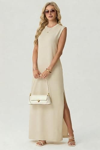 GRECERELLE Women's 2026 Summer Fall Round Neck Anti-Pilling Shift Sweater Maxi Dress with Pockets for Business Casual thumbnail 2