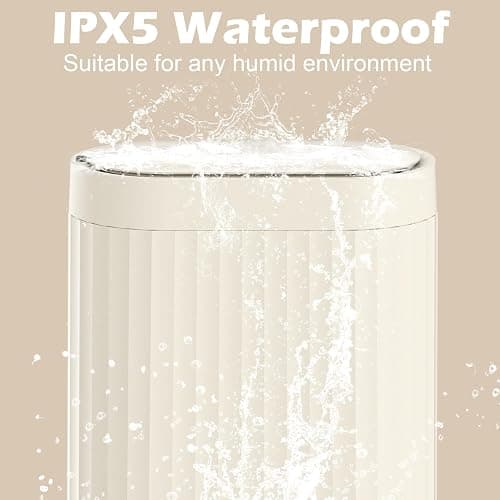 ELPHECO 2 Gallon Sensor Trash Can - IPX5 Waterproof Motion Sensor Trash Can, Automatic Bathroom Trash Bin, Slim Garbage Can for Bathroom, Office, Bedroom, Living Room, Beige thumbnail 6