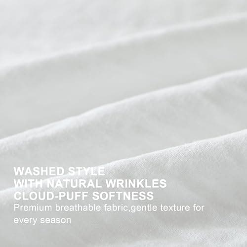 softpage White Ruffle 2 Pieces Comforter Set Twin Shabby Chic Bedding Set | Pre-Washed Lightweight Cottagecore Soft Romantic Cozy 1 Comforter & 1 Sham All-Season thumbnail 4