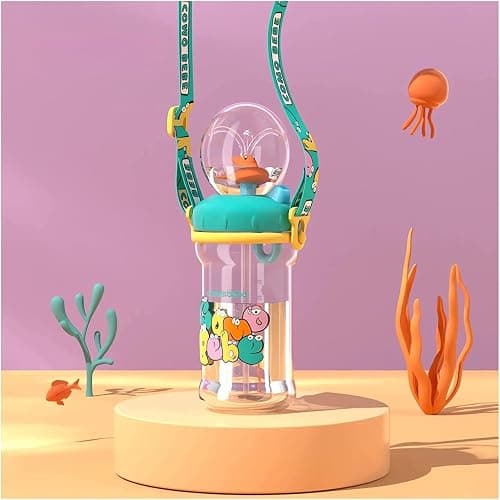 Drinking Cup With Whale Squirt, Cute Whale Cup Water Bottle, Whales Spray Sippy Cups, Leak Proof Weighted Straw Cups for kids (350ml/Green) - Image 1