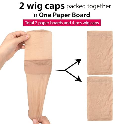 Fandamei 4 pieces Light Brown Stocking Wig Caps Stretchy Nylon Wig Caps for Women thumbnail 2