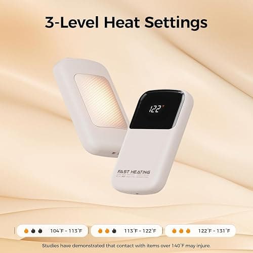 Hotdot Hand Warmers Rechargeable, Heat Levels (104–131°F), Real-Time Temp & Battery Display, Electric Hand Warmers, Fast Heating, Fits in Gloves/Pocket, Gifts for Women & Men thumbnail 2