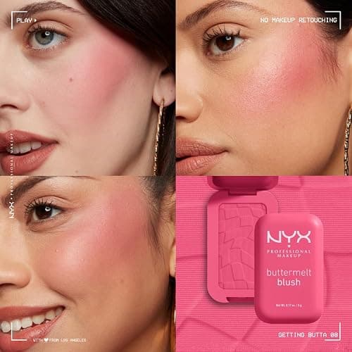 NYX PROFESSIONAL MAKEUP Buttermelt Powder Blush, Fade and Transfer-Resistant Blush, Up to 12HR Make Up Wear, Vegan Formula - Getting Butta thumbnail 6
