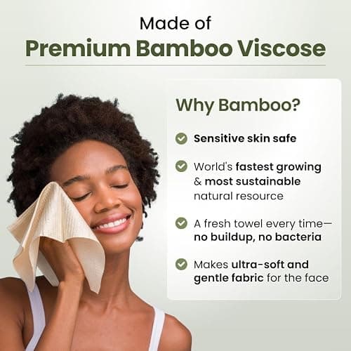 Clean Skin Club Bamboo Viscose Clean Towels® XL 100% USDA Biobased Face Towel, Disposable Face Towelette, Makeup Remover Dry Wipes, Ultra Soft, 50 Ct, 1 Pack thumbnail 3