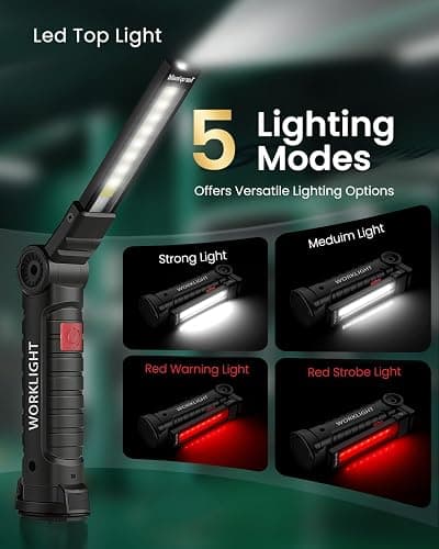 Coquimbo Christmas Stocking Stuffers White Elephant Gifts for Adults Men Him Dad, Rechargeable LED Work Light BBQ Grill Accessories Magnetic Flashlight, Mechanic Light Tools Mens Gifts (2 Pack Black) thumbnail 6