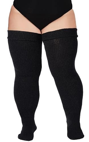Moon Wood Plus Size Womens Thigh High Socks for Thick Thighs- Extra Long Thick Over the Knee Stockings- Leg Warmers Socks - Image 1