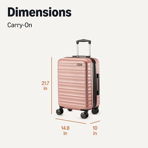 Amazon Basics 21" Hardside Carry-On Luggage, Hardshell Suitcase With Wheels, Expandable For Up to 25% More Space, With Scratch-Resistant Surface, Four Multi-directional Wheels, Rose Gold thumbnail 6