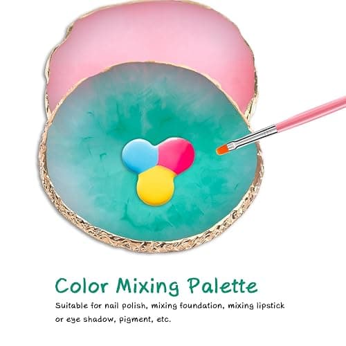 2 Pcs Nail Polish palettes Resin Nail Art Palette Golden Edge Gel Nail Polish Holder Nail Tray,Makeup Display Board Cosmetic Mixing Tools thumbnail 3