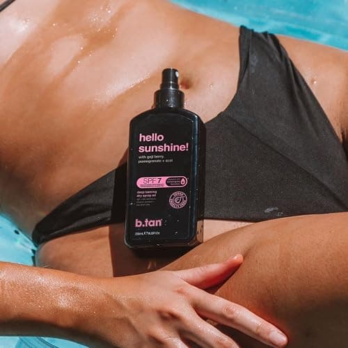 b.tan SPF 7 Tanning Oil | Hello Sunshine - Deep Suntan Dry Spray, Best Outdoor Browning Body Mist, Packed with Moisturizing Goji Berry, Pomegranate + Açai, Austrailian Brand, 8 Fl Oz thumbnail 4