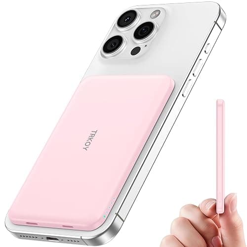 TRKOY for Magsafe Portable Charger,5000mAh Slim Wireless Magnetic Power Bank with USB C Charging,Travel Essential for Magsafe Battery Pack Compatible with iPhone 17/16/15/14/13/12 Series,Pastel Pink - Image 1