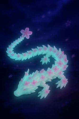 Outgoto 3D Printed Dragon Glow in The Dark Cherry Blossom Dragon Articulated Animals Fidget Toy Figurine Desktop Pet - Image 1