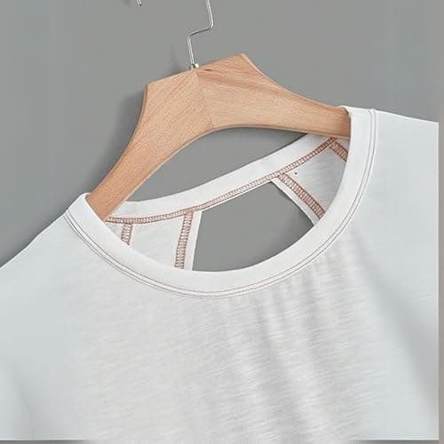 Open Back Tops for Women Backless Workout Short Sleeve Shirts Gym Yoga Athletic Tshirt 2025 Slouchy Crop Running Tees thumbnail 2