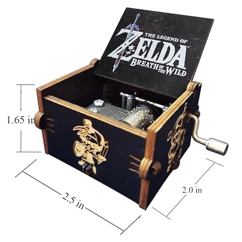 Bolunlun Legend of Zelda Merchandise, Wooden Hand-cranked Music Box, mini Antique Vintage Craft Laser Engraving Home décor Christmas, Wedding, Valentine's Day, Birthday Gifts thumbnail 2