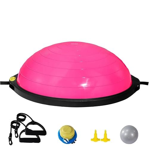 VEVOR Half Exercise Ball Trainer, 23/26 inch Balance Ball Trainer, 1500lbs Capacity Stability Ball, Yoga Ball with Resistance Bands & Foot Pump, Strength Fitness Ball for Home Gym Full Body Workout thumbnail 10