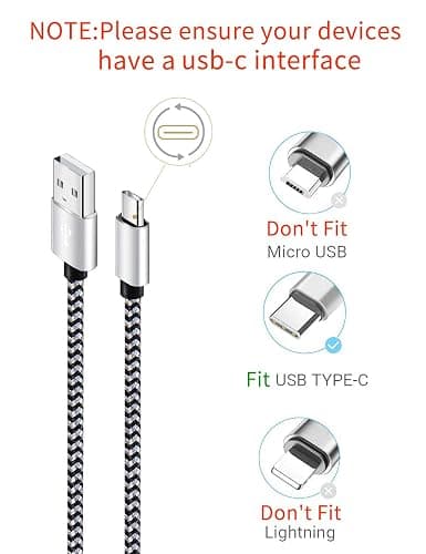 Teeind USB Type C Cable Fast Charging, Tpc001 5 Pack(6Ft 3A) Braided C Charger Cables Compatible with Samsung S10e/note 9/s10/s9/s8 Plus/A80/A50/A20 thumbnail 2