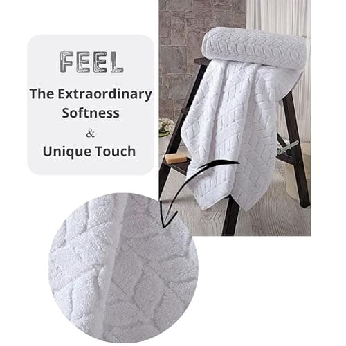 BAGNO MILANO Turkish Bath Towels, Soft Plush Jacquard Luxury Bath Towels, Quick Dry Towel Set (Sand Beige, 4 Pcs Hand Towel Set) thumbnail 9