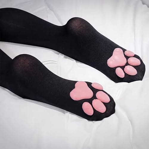 ABAFIP Cat Paw Stockings Thigh High Paw Pad Socks for Women | 3D Kitten Paw Pad Socks, Over Knee Length, Cat Feet Stockings for Halloween Cosplay Costume thumbnail 2