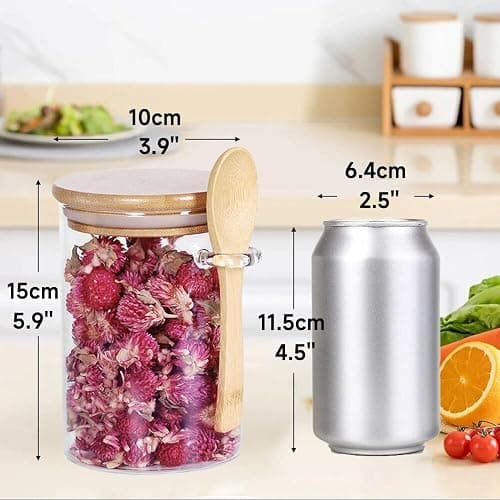 Deeriz Airtight Food Storage Containers with Bamboo Lids and Spoon for Coffee Beans, Flour, Cookie, Sugar, Tea, Nuts and Spice Bath salt and more(4 Pack) thumbnail 3