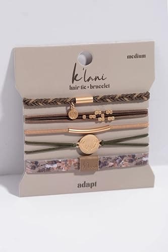 K'lani Adapt Hair Tie Bracelets - Elastic Ponytail Holder - Medium | Doubles as stylish jewelry; strong-hold ponytail holder; gift for birthdays, Mother's Day & graduation; set of 5 thumbnail 3