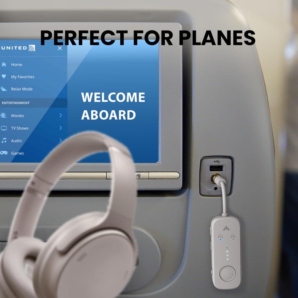 Avantree Relay - Airplane Bluetooth 5.3 Adapter with Qualcomm aptX Adaptive, Supports 2 AirPods or Headphones, 20H Playtime, 3.5mm AUX Jack Wireless Audio Transmitter for Planes, Flight Travel thumbnail 2