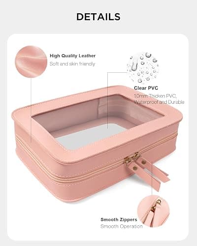 LETGO Clear Makeup Bags, TSA Approved Toiletry Bag with Zipper, Makeup Organizer for Carry-on Travel Essentials, Car Accessories Organizers Storage for Women Men (Clear-Pink) thumbnail 6