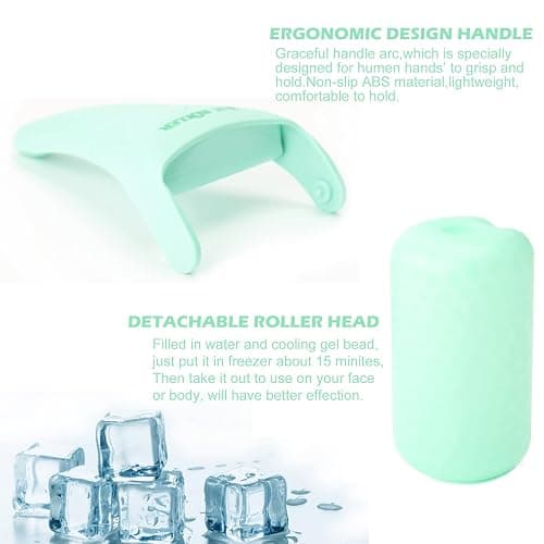 Ice Roller for Face and Body Massage, Facial Roller Skin Care Tool for Reduce Wrinkles and Puffiness, Migraine Pain Relief and Skin Tighten, Cold Therapy for Cooling and Calming(Green) thumbnail 3