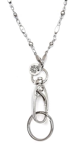 Hidden Hollow Beads Stainless Steel Chain Women's Lanyard, Stronger, Made in USA Teacher ID Badge Card Holder Keys - Stainless Steel - Non Breakaway thumbnail 7