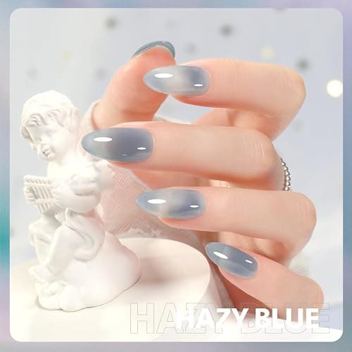 GAOY Jelly Nude Blue Gel Nail Polish, 16ml Sheer Neutral Translucent Soak Off Gel Polish, UV Light Cure for Nail Art DIY, 1722 Hazy Blue - Hazy Blue thumbnail 3
