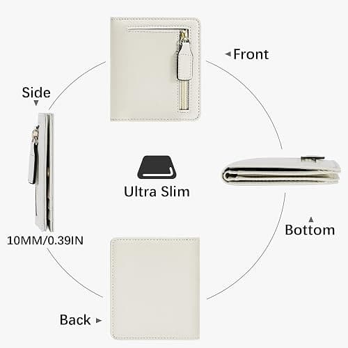 Gostwo Small Wallet for Women, Slim Bifold Credit Card Holder, Compact RFID Blocking Cash Wallet, Billfolds Thin Leather Zipper Pocket, Mini Wallet Gift for Ladies Teen Girls Travel with ID Window thumbnail 4
