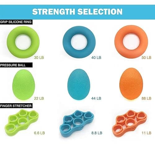 Tigayhc 9Pcs Set Hand Grip Strengthener,Finger Exerciser Stress Relief,Hand Squeeze Ball Kit for Grip Strength,Silicone Finger Gripper, Trainer for Relieve Wrist,Muscle Training,Sports,Fitness thumbnail 5