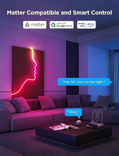 Govee RGBIC Neon Lights, LED Smart Neon Rope Light 2 Works with Matter, Alexa, Google Assistant, Custom DIY Neon Strip Lights for Bedroom and Wall Decor, Softer Material, 9.8ft, White thumbnail 6