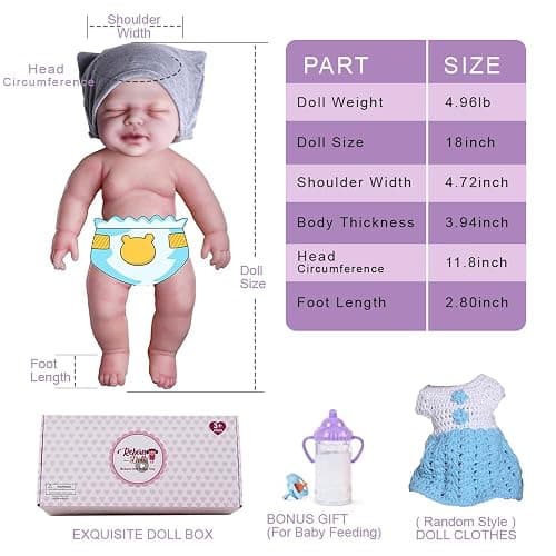 SERENDOLL 18.5 inch Realistic Full Silicone Baby Doll Can Drink Water, Lifelike Reborn Baby Dolls, Toy, and Collectible Bald Boy (Drinkable Boy) thumbnail 2