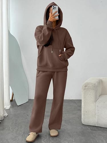 Trendy Queen Womens 2 Piece Outfits Lounge Fall Fashion Sets Oversized Sweatshirts Wide Leg Pants Sweatsuits Winter Clothes thumbnail 6