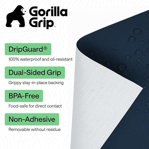 GORILLA GRIP DripGuard Shelf Liner, Non-Adhesive Drawer and Kitchen Cabinet Protector, Strong Grip Slip Resistant Underside, Smooth Surface Liners for Cabinets, Bathroom Closets, 17.5x240 In Navy Blue thumbnail 2