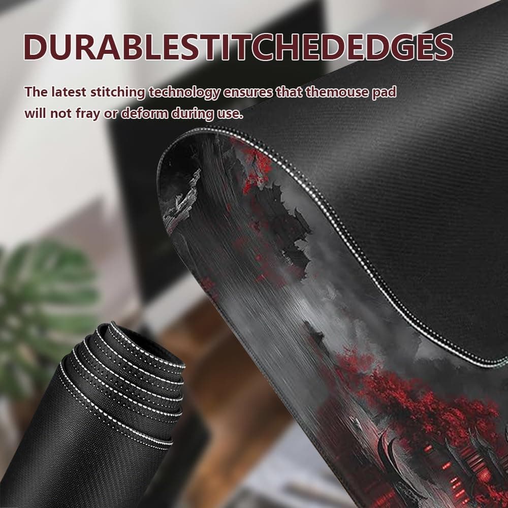 Large Mouse Pad for Desk Abstract Texture Line Gaming Mouse Pad, 300x800x3mm Extended Desk Mat with Non-Slip Rubber Base Stitched Edges Waterproof Keyboard Pad for Gaming & Work (Retro Design) thumbnail 7