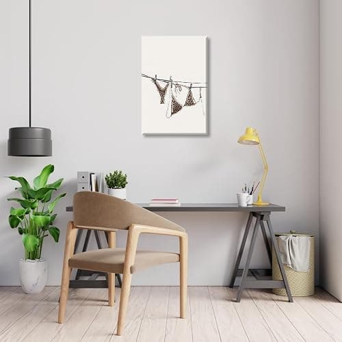 Leopard Bikini Poster Trendy Preppy Beachy Wall Art Coastal Aesthetic Canvas Print Cheetah Bikini on Clothesline Summer Painting Picture Girly Room Dorm Beach Bathroom Decor 12x18inch Unframed thumbnail 3