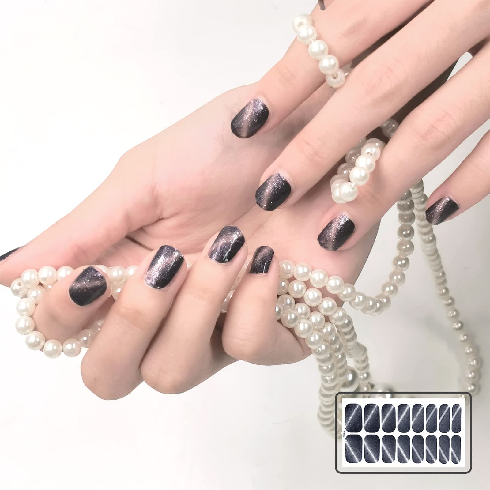 Daily Treasures 20 Sheets Adhesive Nail Art Polish Stickers, DIY Self-Adhesive Glitter Nail Art Decals with 5Pcs Nail Buffers Files-Nail Art Polish Stickers for Women Girls Holiday thumbnail 3