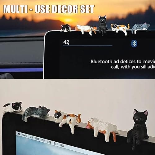 OULIGET Miniature Cute Cat Figurines,Mini Cat Fairy Garden Bonsai Decorations,Funny Micro Landscape Ornaments for Outdoor Garden Lawn Pot Car Dash Decor,5 Pieces thumbnail 5