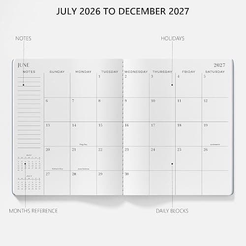 Jotsome Monthly Planner 2026-2027, 18 Months Academic Planner, 7"x 8.75" | July 2026 to December 2027, Stitched Binding, Soft Cover, Academic Planner for Office and Home Plan, Flower thumbnail 4