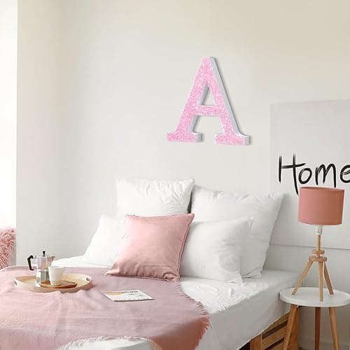 Qunclay Pink Crystal Diamond Bling Letters Crushed Diamond Decoration Wooden Glitter Letters with Screw and Hooks Rhinestone Gift for Christmas Y2k Mcbling Bedroom Wall Decor (5.7"l X 5.7"w,Letter A) thumbnail 7