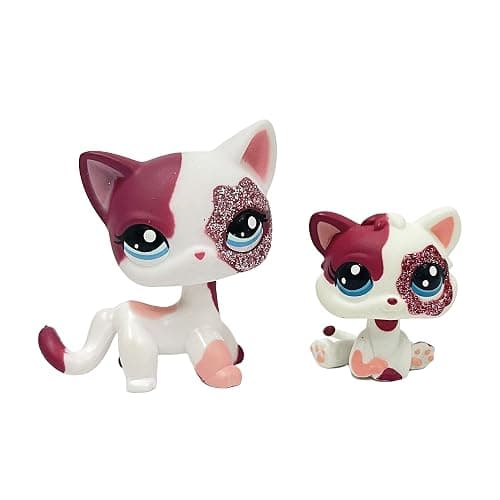 LPSCB 2pcs/Set Custom Pet Shop Toy Flocked Cat Collie Great Dane Cocker Spaniel Dachshund Dog with Baby Puppy Kitten OOAK (#2291&2291S) - Image 1