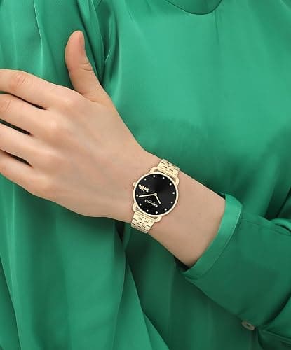 Coach Elliot Women's Watch | Sophisticated Elegance with Iconic Logo Detail | Premium Timepiece for Everyday Wear | Ideal Gift for Her | Water-Resistant | 36 mm - Gold Plated/Black thumbnail 4