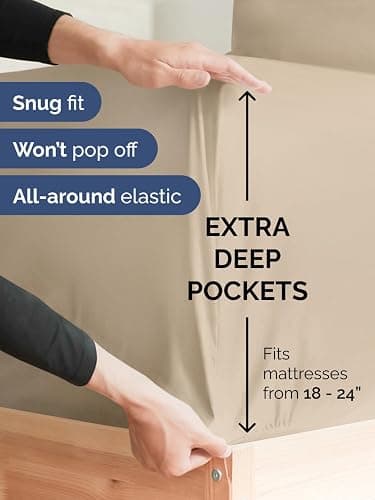 Extra Deep Pocket Queen Sheet Set - 4 Piece Breathable & Cooling Bed Sheets - Hotel Luxury Sheet Set - Ultra Soft, Wrinkle Free & Comfy - Easily Fits Extra Deep Mattresses - Deep Pocket Cream Sheets | Extra Deep Pocket, Hotel Luxury, Cooling, Breathable, Soft, Comfy, Wrinkle Free, Easily Fits Extra Deep Mattresses, Bed Sheets, Sheets Set thumbnail 3