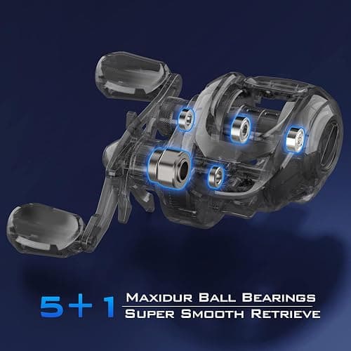 KastKing Centron Lite Baitcasting Fishing Reel – Lightweight, Glass Fiber Infused Nylon Frame – 7.6 OZ – 5 + 1 Anti-Reverse Ball Bearings, 7.1:1 High-Speed Gear Ratio Fishing Reel with Compact Design thumbnail 7