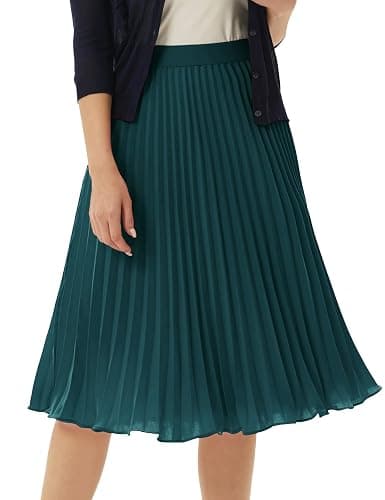 GRACE KARIN Women High Elastic Waist Pleated Chiffon Skirt Midi Swing A-line Skirts thumbnail 2
