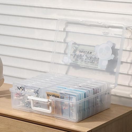 Naivees Photo Containers Storage Case Teddy Storage Box 4" x 6" Plastic Cartoon Organizer with 16 Inner Photo Containers Boxes for Photos,Cards,Pictures (Nature Green) thumbnail 8