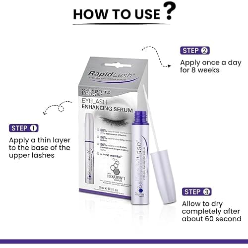 RapidLash Eyelash Enhancing Serum with HEXATEIN 1 Complex – Lash Serum for Eyelashes Conditioning & Hydrating – Longer-Looking, Fuller and Thicker Appearing Lashes – 3 mL / 0.1 fl oz thumbnail 7