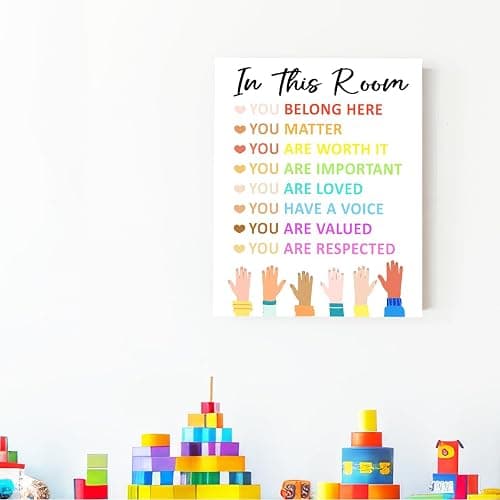 Inspirational Diversity Wall Art,Motivational Classroom Wall Decor,In This Room Equality Canvas Wall Art for School Nursery thumbnail 5