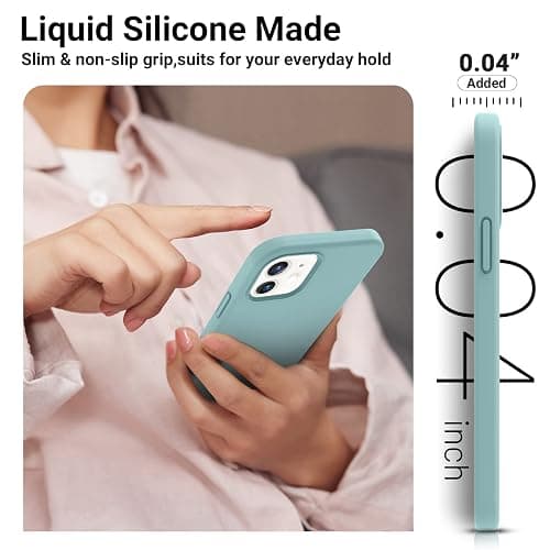AOTESIER Compatible with iPhone 12 and iPhone 12 Pro Case 6.1 inch,Silky Touch Premium Soft Liquid Silicone Rubber Anti-Fingerprint Full-Body Protective Flexible Bumper Case (Mintcream Green) thumbnail 3