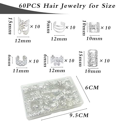 Silver Hair Cuffs for Braids thumbnail 4